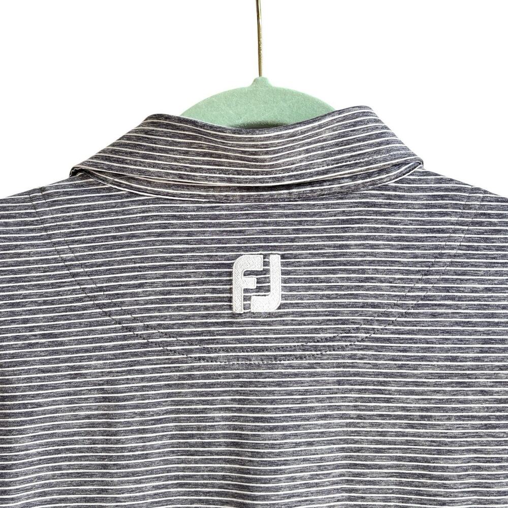 FJ FootJoy Golf Polo Shirt Men’s Medium Heather Gray & White Performance Stretch - Picture 9 of 11